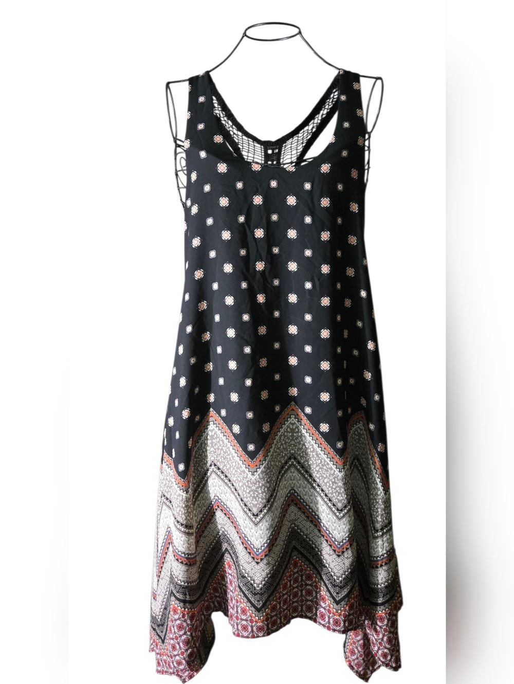 Trixxi Boho Sleeveless Midi Dress with Chevron Hem